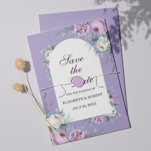Lavendel Lila Peonies Save The Date-kort Inbjudningar