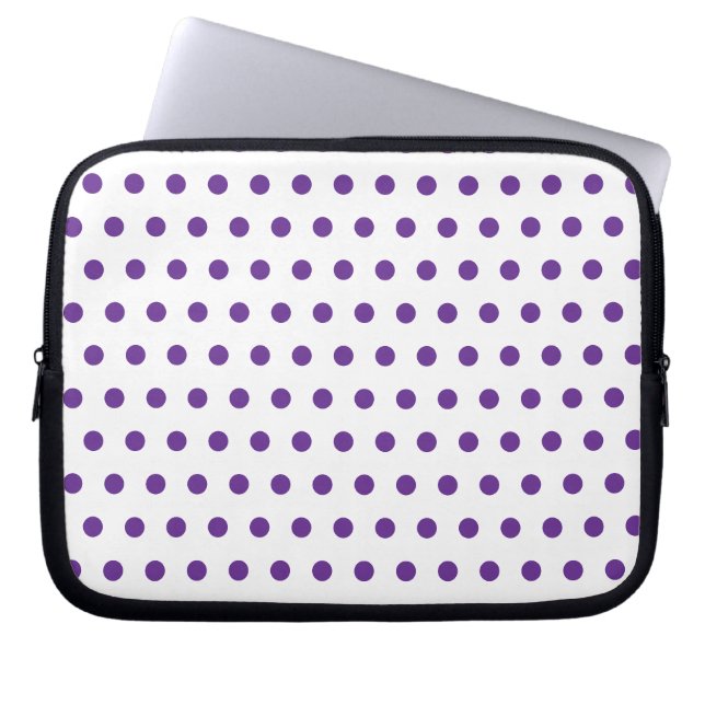 Lavendel Lila Prickmönster Vitt Laptop Fodral (Framsidan)