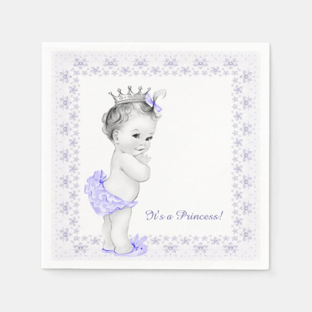 Lavendel Lila Prinsessa Bebisdopp Pappersservett (Framsidan)