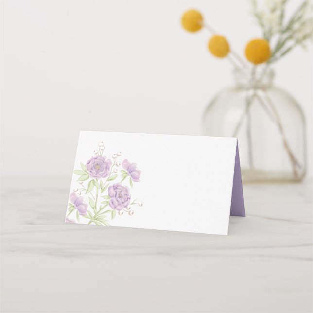 Lavendel Lila Ros Bröllop Placeringskort (Framsida)