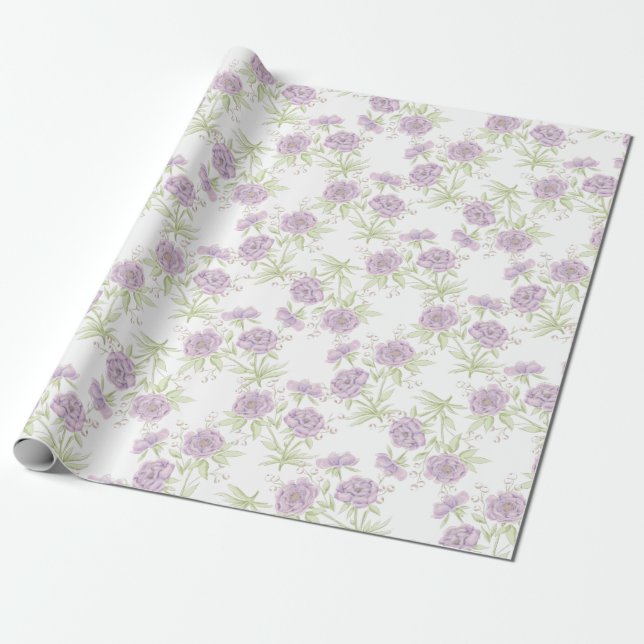 Lavendel Lila Ros Bröllop Presentpapper (Utrullad)