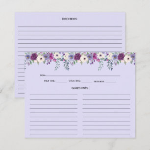 Lavendel Lila Rosa Blommiga Receptkort