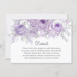 Lavendel Lila Silver Blomma Bröllopsdetaljer Inbjudningar