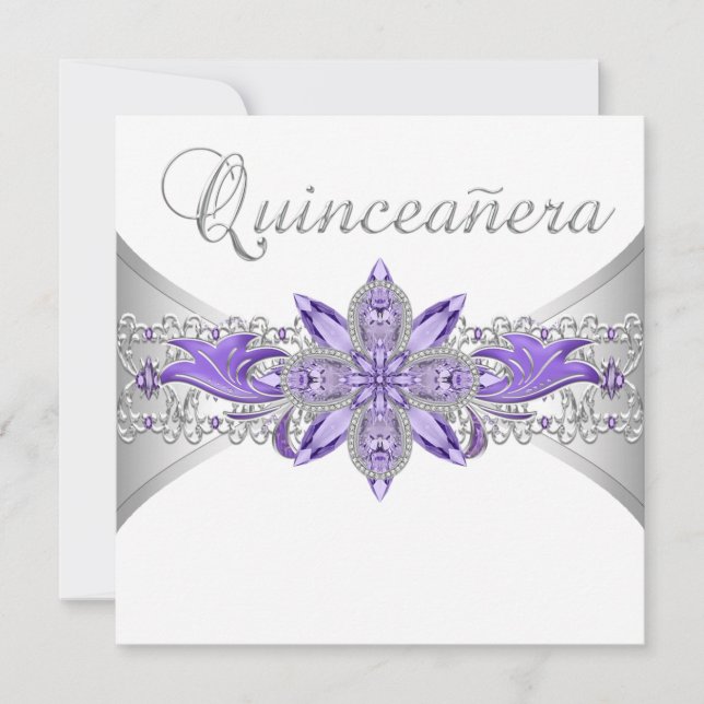 Lavendel lila silver Quinceanera-inbjudningar Inbjudningar (Framsida)