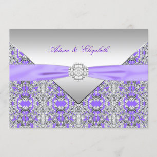 Lavendel Lila Spets Diamant Band Bröllop Inbjudningar