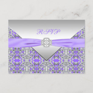 Lavendel Lila Spets Diamant Bröllop RSVP OSA Kort