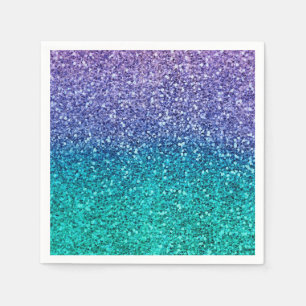 Lavendel Lila & Teal Akvagrön Glittrig Fest Pappersservett