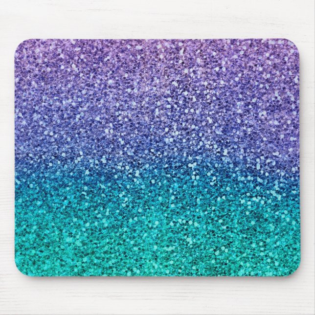 Lavendel Lila & Turkos Grön Glittrande Glitter Musmatta (Framsidan)
