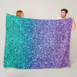 Lavendel Lila & Turkos Grön Glittrig Glitter Fleecefilt