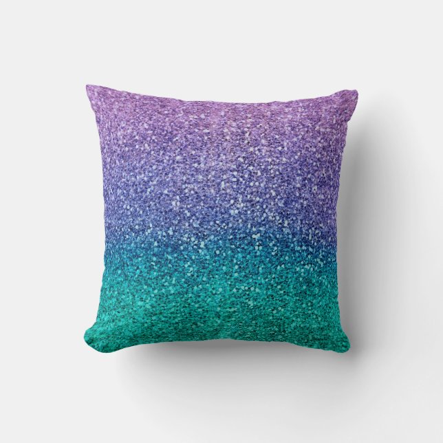 Lavendel Lila & Turkos Grön Glittrig Glitter Kudde (Framsida)