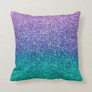 Lavendel Lila & Turkos Grön Glittrig Glitter Kudde