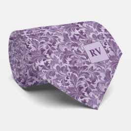 Lavendel Lila Utsmyckad Blommig Bockelstav Slips