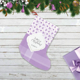 Lavendel Lila Vintage Julsaker och Tartan Liten Julstrumpa