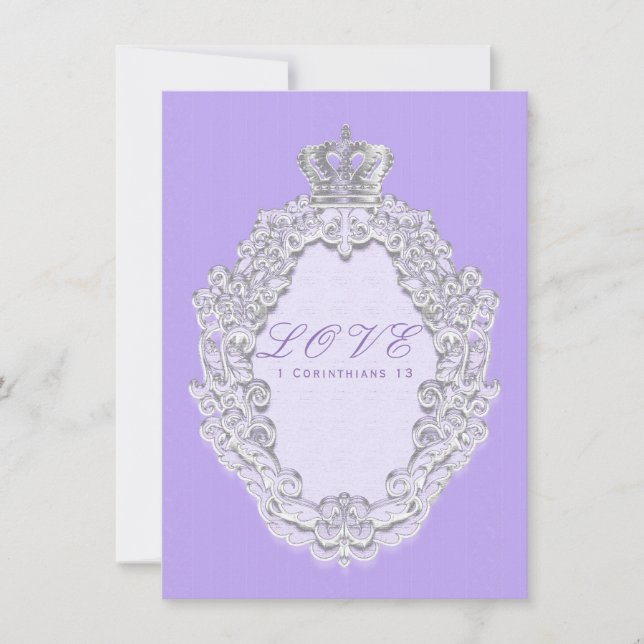 Lavendel Lila Vintage Krona Sagolik Bröllop (Framsida)