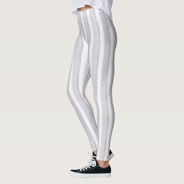 Lavendel Lila Vit Glitterränder Leggings (Vänster)