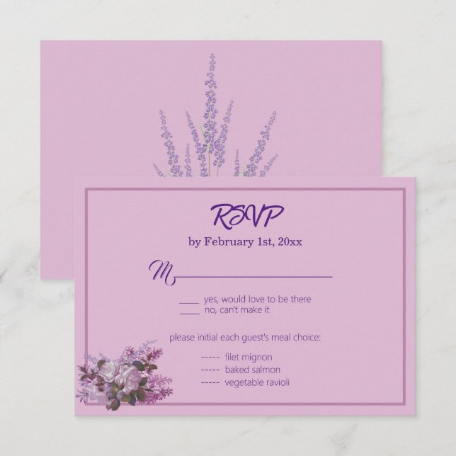 Lavendel,Lilacs, Ro, Bröllop OSA-kort Inbjudningar (Fram/baksida)
