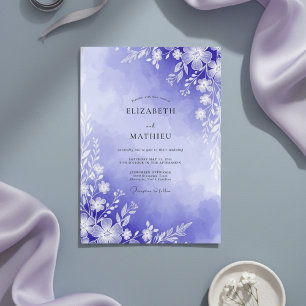 Lavendel Målerisk Blommig Bröllop Inbjudningar