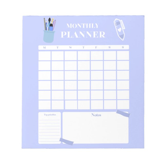 Lavendel Månadsplanerarlayout Konst Anteckningsblock (Framsida)