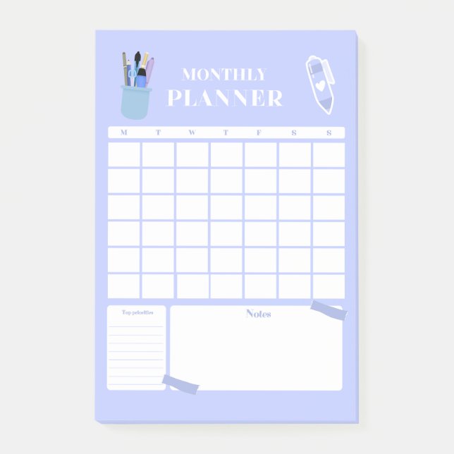 Lavendel Månadsplanerarlayout Konst Post-it Block (Framsida)
