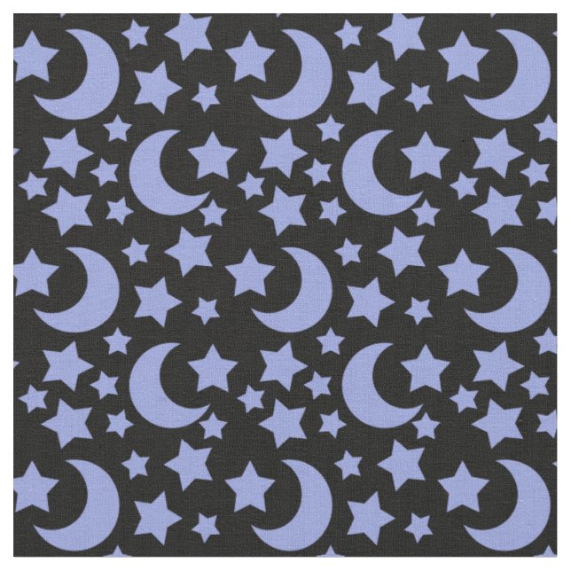 Lavendel månar och stjärnor Celestiala mönster Tyg (Närbild)