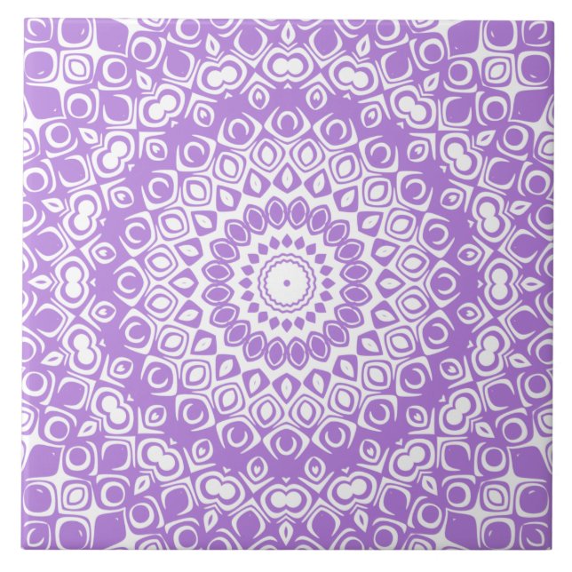 Lavendel Mandala Geometriskt Mönster Kakelplatta (Framsidan)