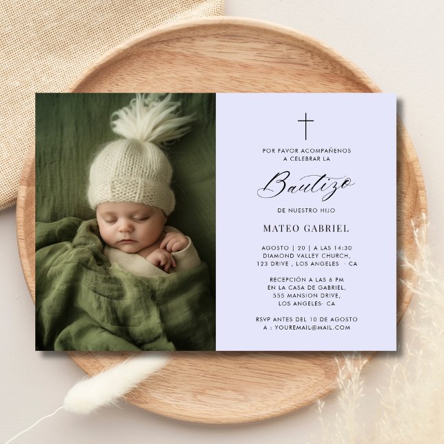 Lavendel mexikansk Invitacion De Bautizo Foto Inbjudningar (Skapare uppladdad)