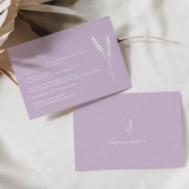 Lavendel Minimalistisk Bröllopsdetaljer Inneslutni Tilläggskort