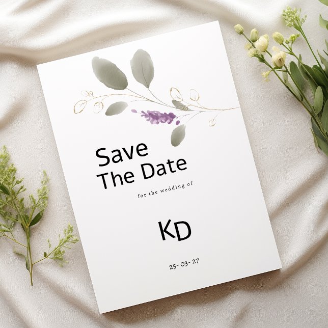 Lavendel mintgrön guld vattenfärg blomsterlig Save Inbjudningar (Lavender mint gold watercolor floral Save The Date)