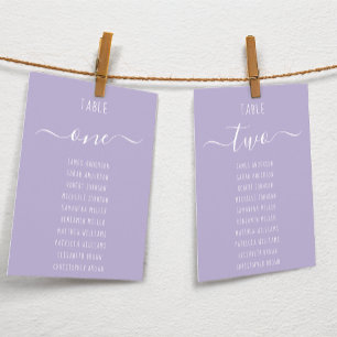 Lavendel Modern Script Bordskarta Kort
