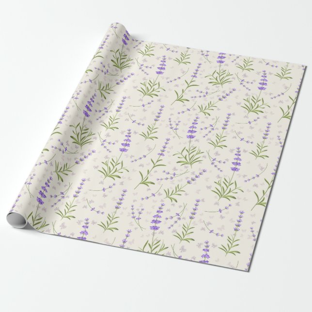 Lavendel mönstrad inslagspapper presentpapper (Utrullad)