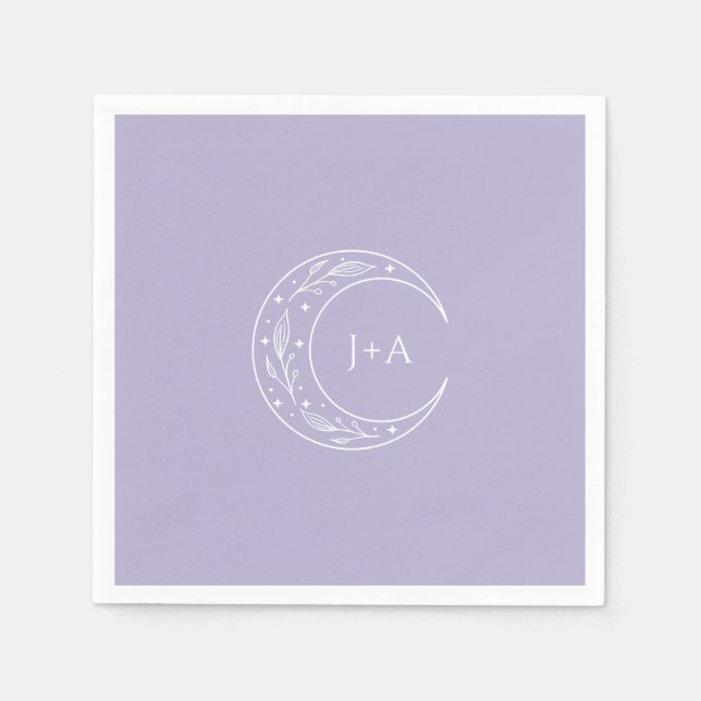 Lavendel Moon Whimsical Bröllop Pappersservett (Framsidan)