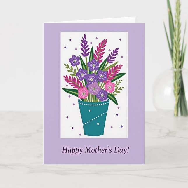 Lavendel Mors Dags Designkort Kort (Framsida)
