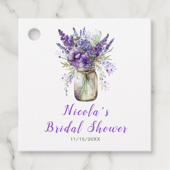 Lavendel Murbruks Bröllopsdusch  Gåvor Etiketter (Framsida)