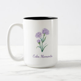 Lavendel Nejlikor Botanisk Akvarell Anpassat Namn Två-Tonad Mugg