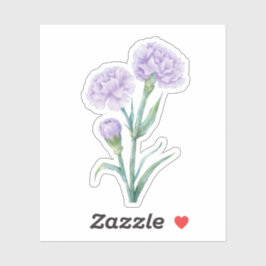 Lavendel Nejlikor Botanisk Akvarell CuLavender Klistermärken