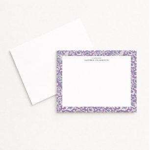 Lavendel och blå handblock-inspirerad blomstermoti inbjudningar