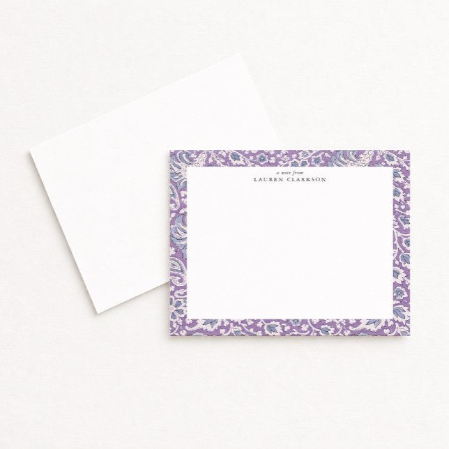 Lavendel och blå handblock-inspirerad blomstermoti inbjudningar (Skapare uppladdad)