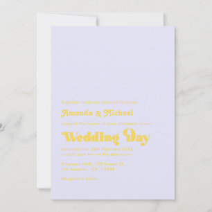 Lavendel och citronskal Retro typografi bröllop Inbjudningar
