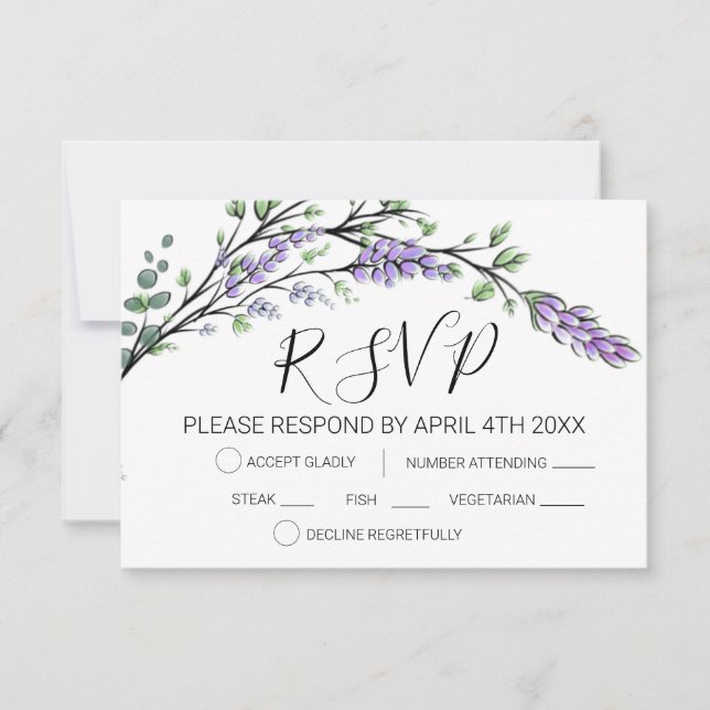 Lavendel och Eucalyptus RSVP-kort OSA Kort (Framsida)