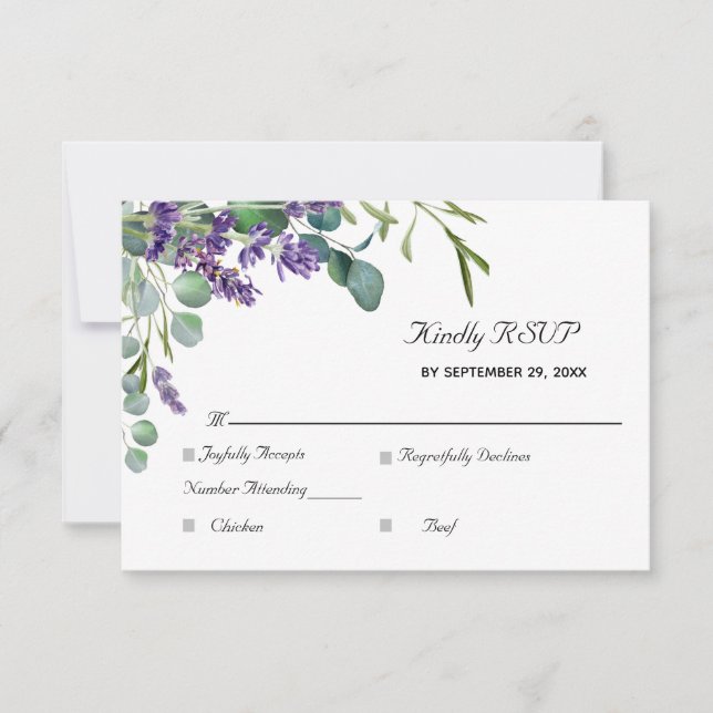 Lavendel och Eukalyptus Elegant Bröllop  OSA Kort (Framsida)