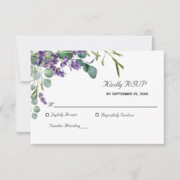 Lavendel och Eukalyptus Elegant Bröllops- RSVP-kor OSA Kort