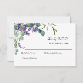 Lavendel och Eukalyptus Elegant Bröllops- RSVP-kor OSA Kort