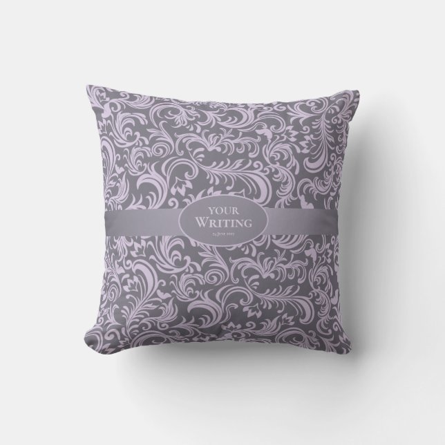Lavendel och grå elegant bröllop kudde (Framsida)