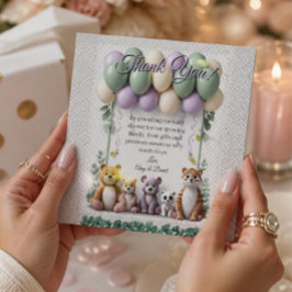 Lavendel och grön baby shower platt tackkort tack kort