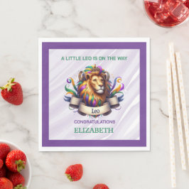 Lavendel och grön Leo Zodiak Bebis Baby Shower Pappersservett