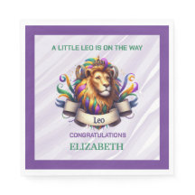 Lavendel och grön Leo Zodiak Bebis Baby Shower