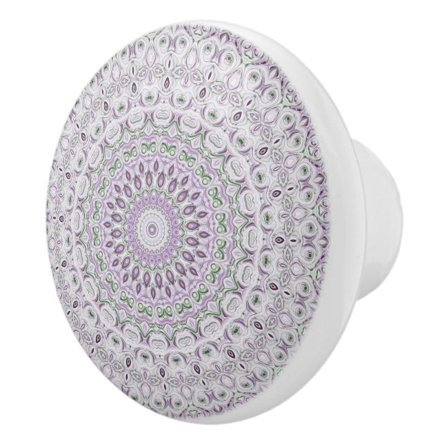 Lavendel och grön mandala mönsterdesign knopp (Höger)