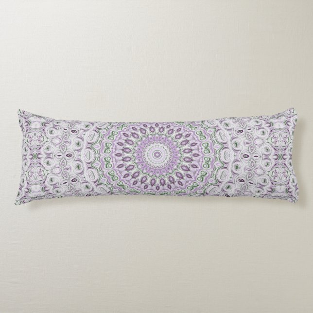 Lavendel och grön mandalamönsterdesign kroppskudde (Framsidan)