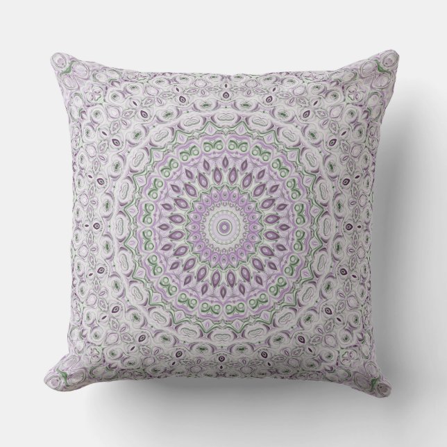 Lavendel och grön mandalamönsterdesign kudde (Framsida)
