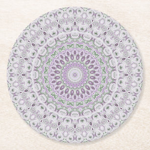 Lavendel och grön mandalamönsterdesign underlägg papper rund